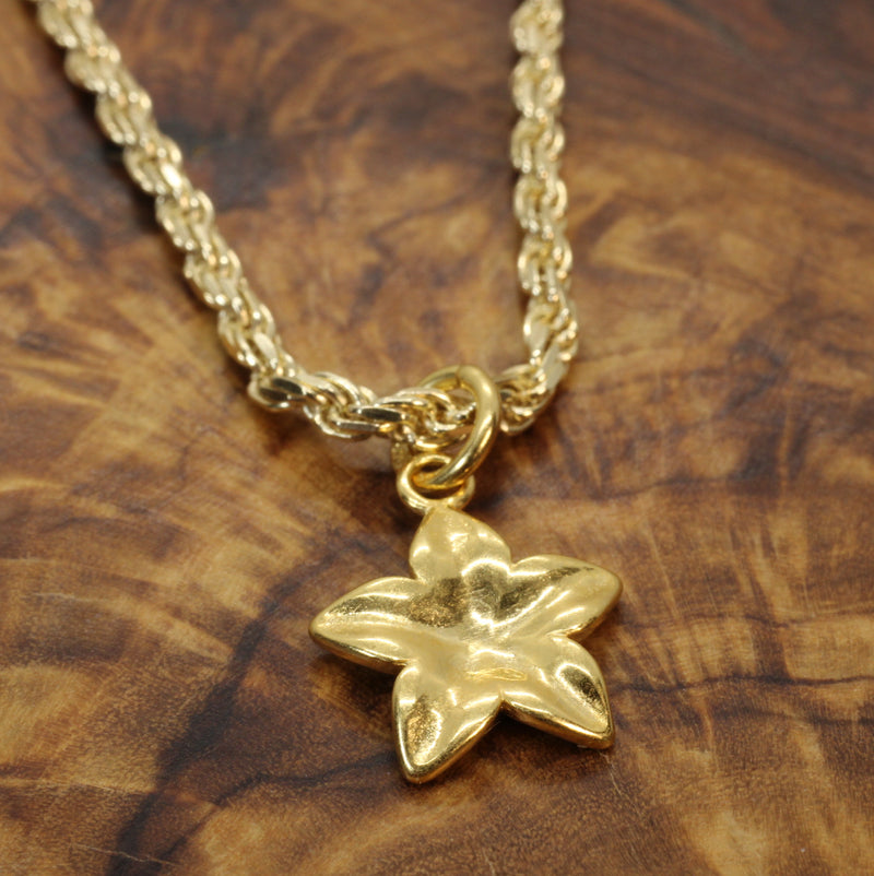 Gold Plumeria Flower Necklace made in 14kt Gold Vermeil for her