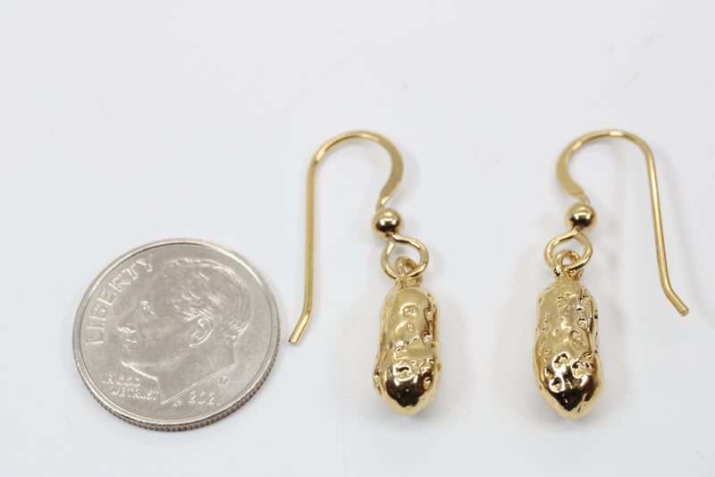 Gold Russet Potato Earrings for her made in 14kt Gold Vermeil