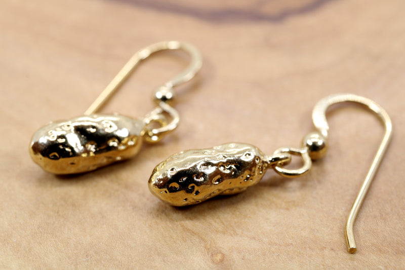 Gold Russet Potato Earrings for her made in 14kt Gold Vermeil