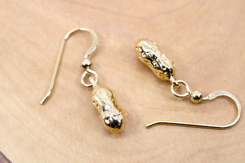 Gold Russet Potato Earrings for her made in 14kt Gold Vermeil