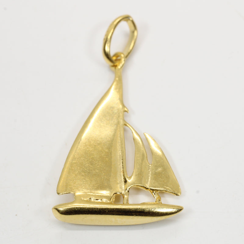 Gold Sailboat Necklace with three sails made in 14kt Gold Vermeil