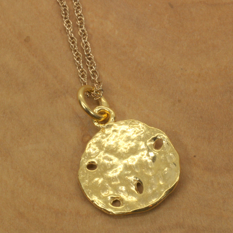 Gold Sand Dollar Necklace or charm for her made in 14kt gold vermeil