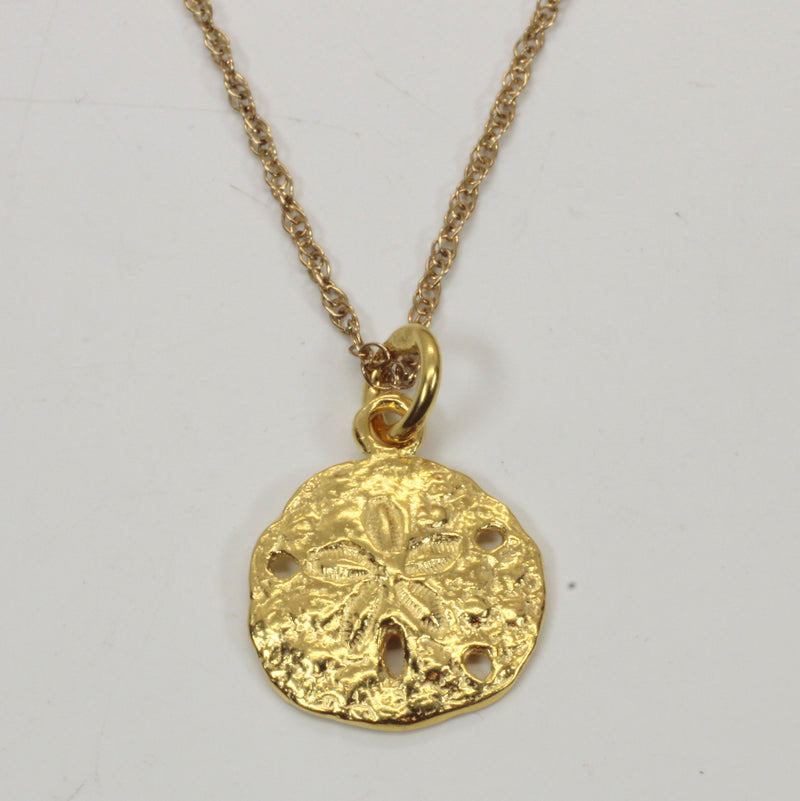 Gold Sand Dollar Necklace or charm for her made in 14kt gold vermeil