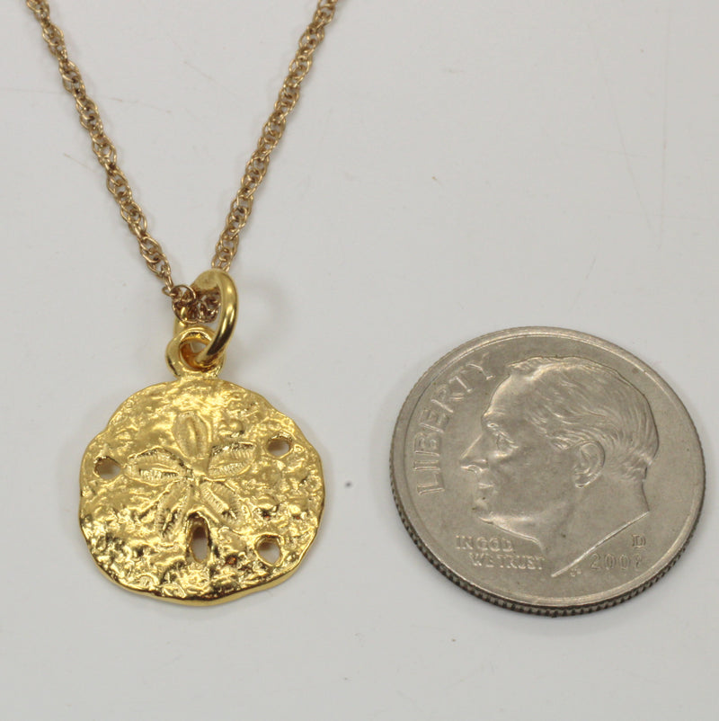 Gold Sand Dollar Necklace or charm for her made in 14kt gold vermeil