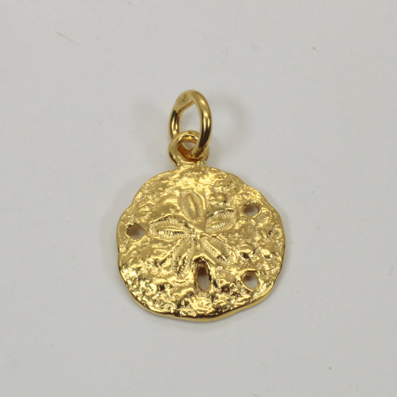 Gold Sand Dollar Necklace or charm for her made in 14kt gold vermeil
