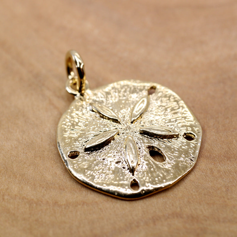 Gold Sand Dollar Necklace or charm for her made in 14kt gold vermeil