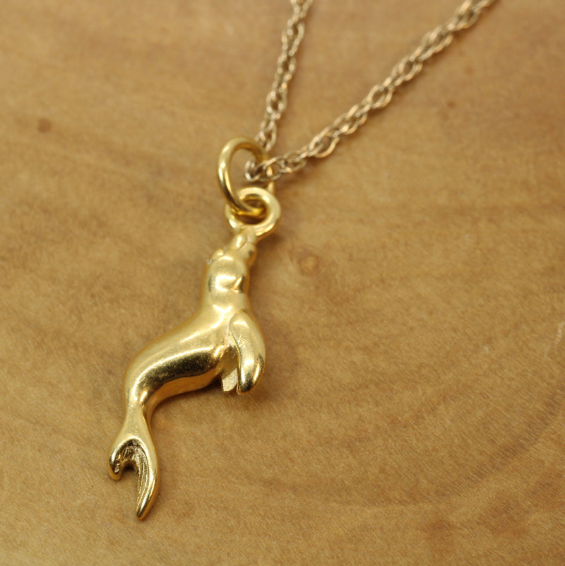Gold Seal or Sea Lion Necklace made in 14kt gold vermeil for him or her