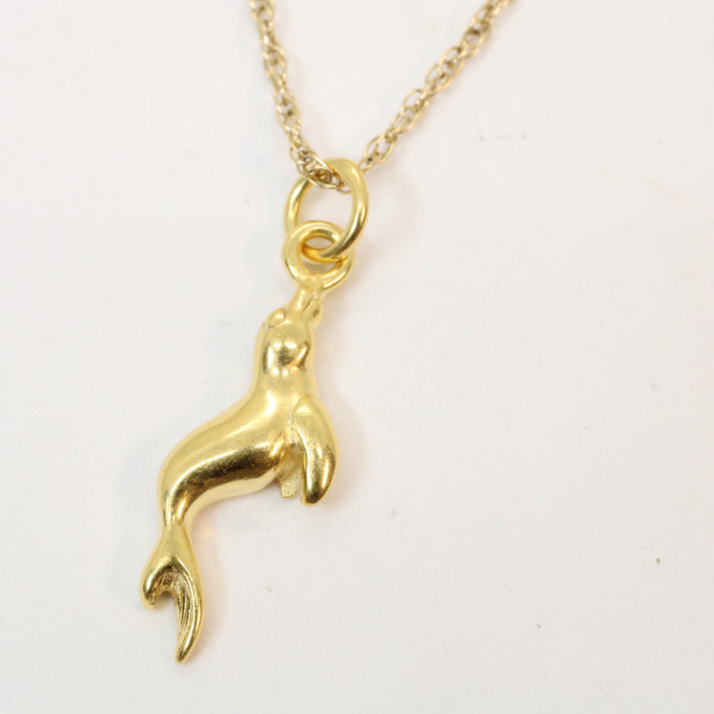 Gold Seal or Sea Lion Necklace made in 14kt gold vermeil for him or her