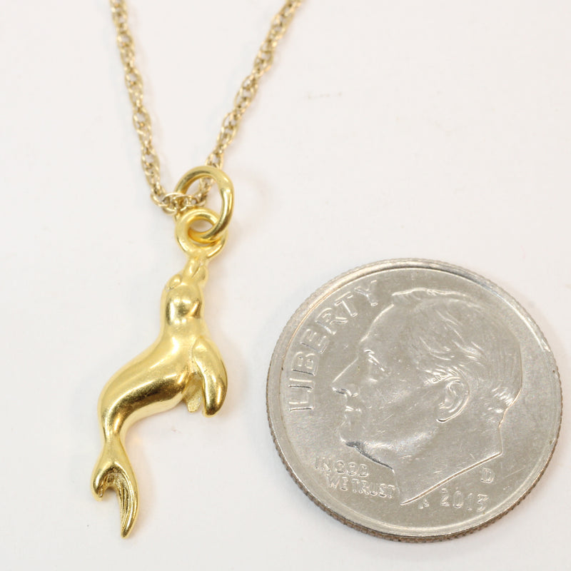 Gold Seal or Sea Lion Necklace made in 14kt gold vermeil for him or her