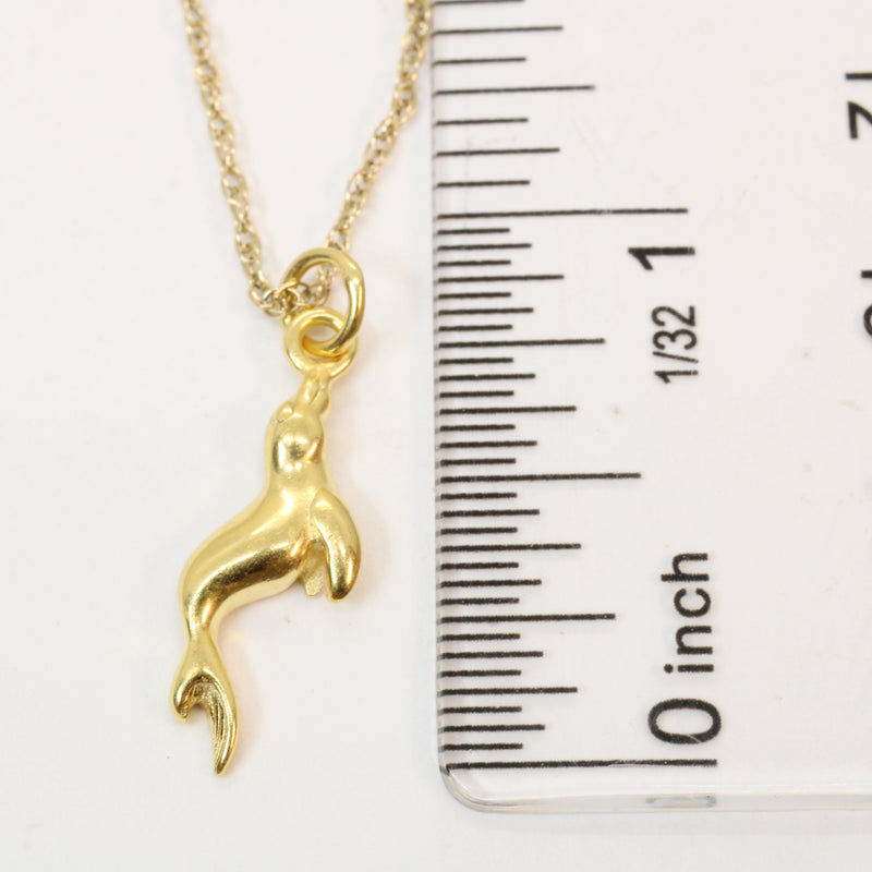 Gold Seal or Sea Lion Necklace made in 14kt gold vermeil for him or her