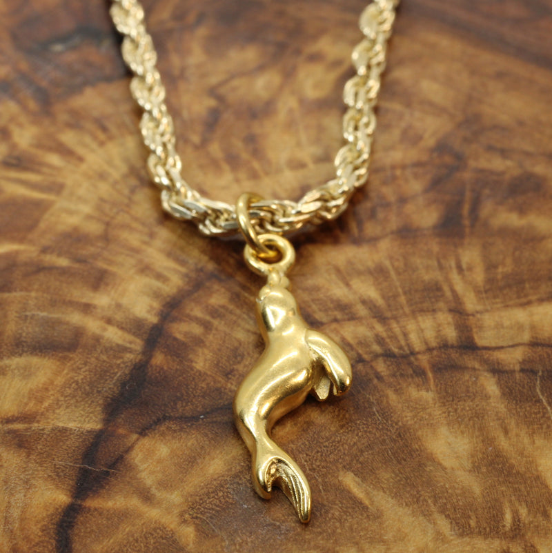 Gold Seal or Sea Lion Necklace made in 14kt gold vermeil for him or her