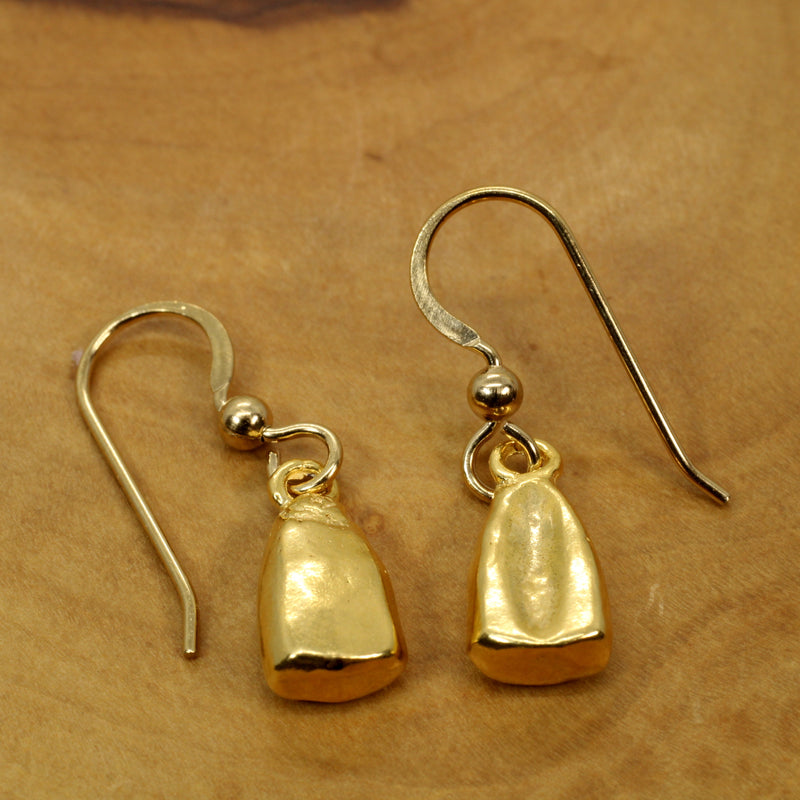 Gold Corn Kernal Earrings with 14kt Gold Vermeil Seed Corn