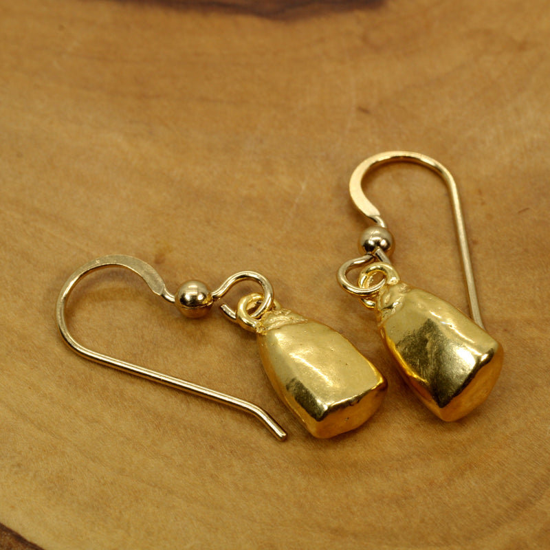 Gold Corn Kernal Earrings with 14kt Gold Vermeil Seed Corn
