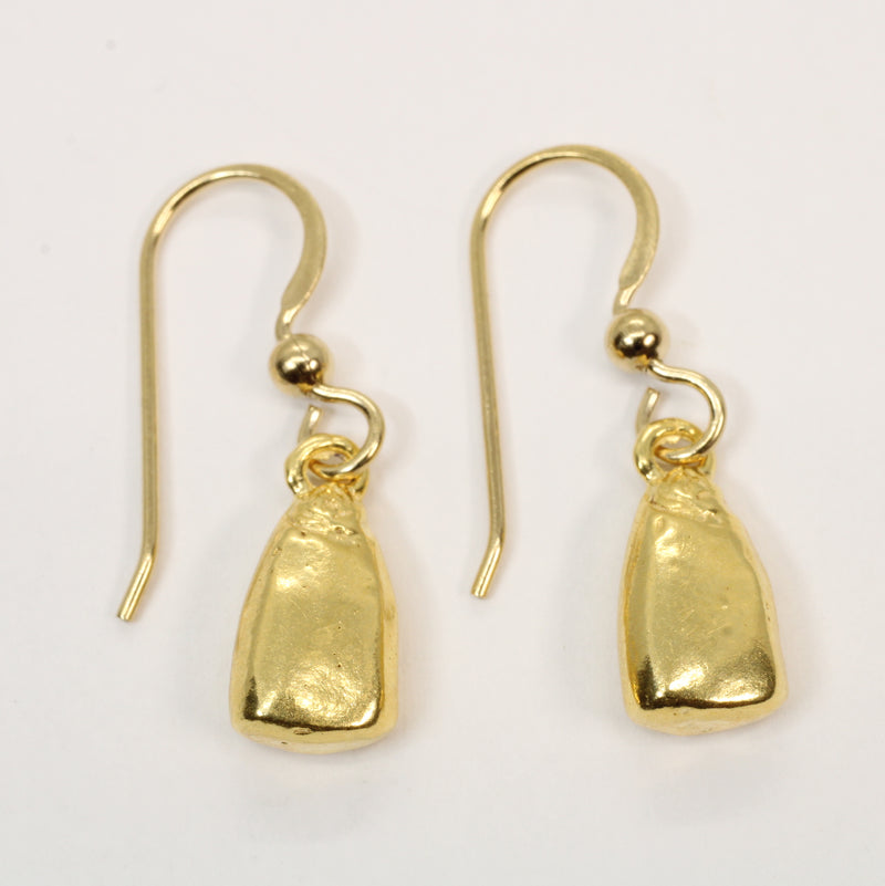 Gold Corn Kernal Earrings with 14kt Gold Vermeil Seed Corn
