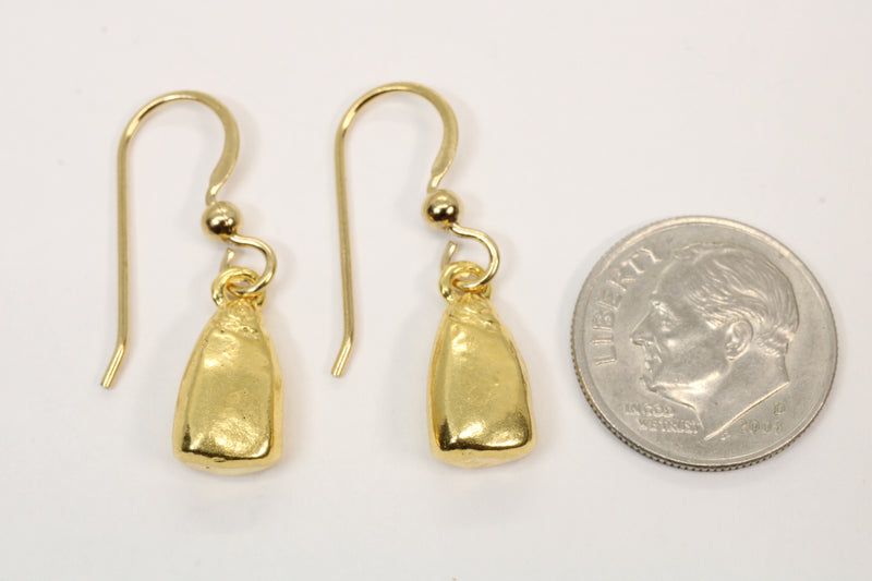 Gold Corn Kernal Earrings with 14kt Gold Vermeil Seed Corn