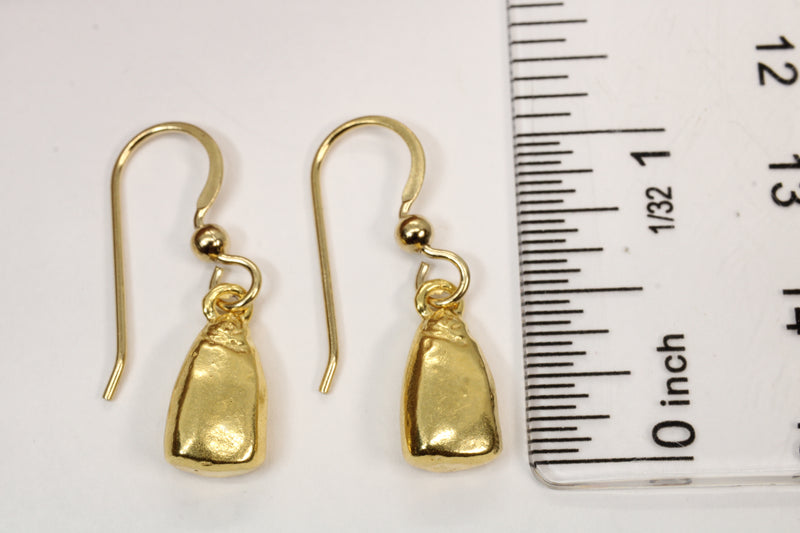 Gold Corn Kernal Earrings with 14kt Gold Vermeil Seed Corn