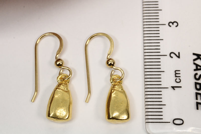 Gold Corn Kernal Earrings with 14kt Gold Vermeil Seed Corn