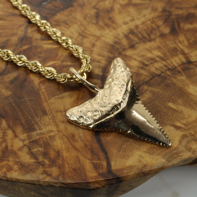 Large 14kt Gold Shark Tooth Necklace for him or her made in real 14kt gold