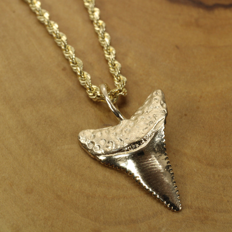 Large 14kt Gold Shark Tooth Necklace for him or her made in real 14kt gold