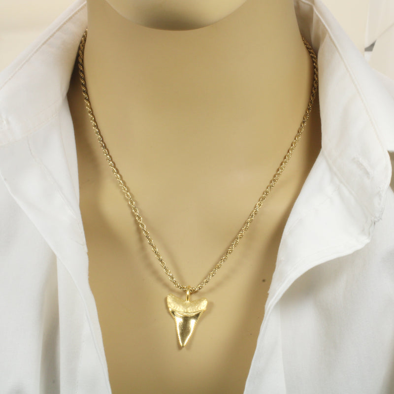 Gold Shark Tooth Necklace for him or her made in 14kt gold vermeil