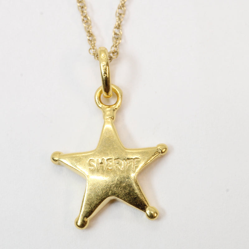 Gold Sheriff Star Badge Necklace Charm in 14kt gold vermeil
