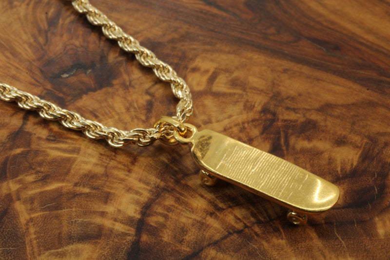 Gold Skateboard Necklace made in 14kt gold Vermeil for him or her