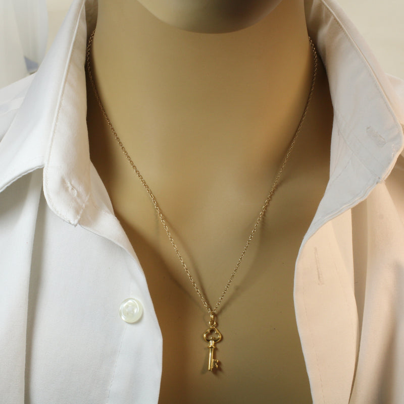 Gold Small Key Necklace made in 14kt gold vermeil for him or her