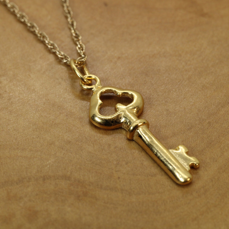 Gold Small Key Necklace made in 14kt gold vermeil for him or her