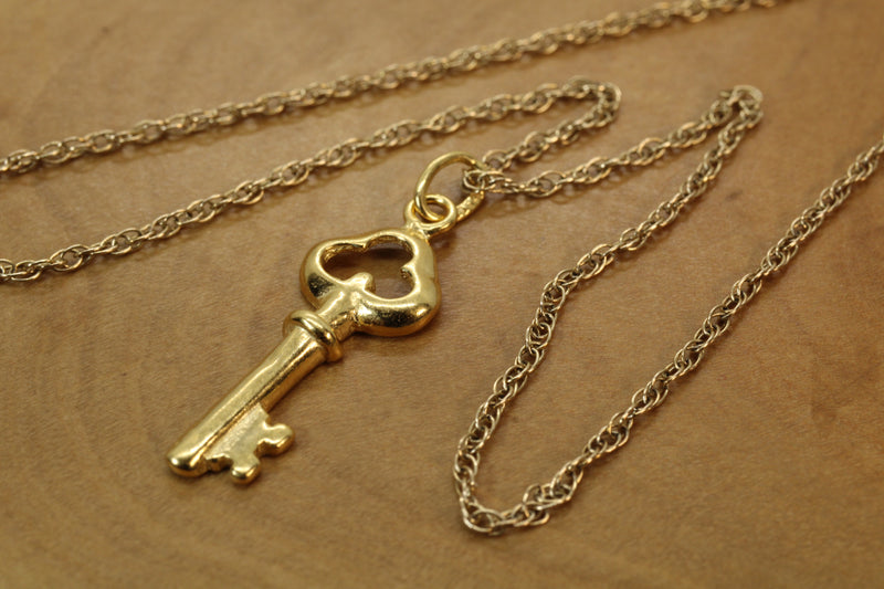 Gold Small Key Necklace made in 14kt gold vermeil for him or her