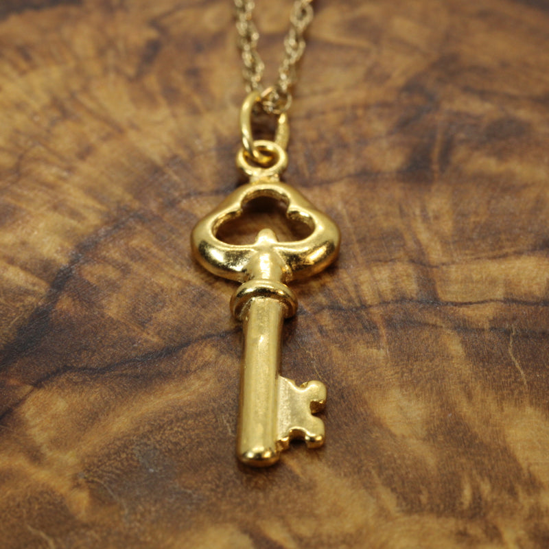 Gold Small Key Necklace made in 14kt gold vermeil for him or her