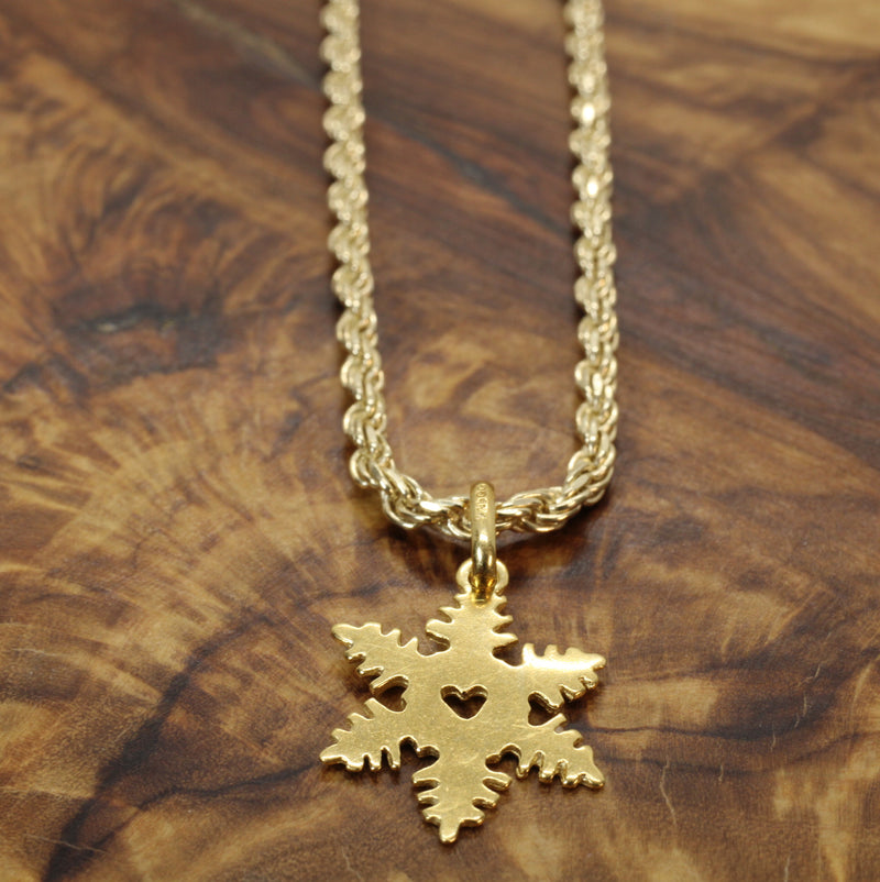 Gold Snowflake Necklace made in 14kt Gold Vermeil for her or him