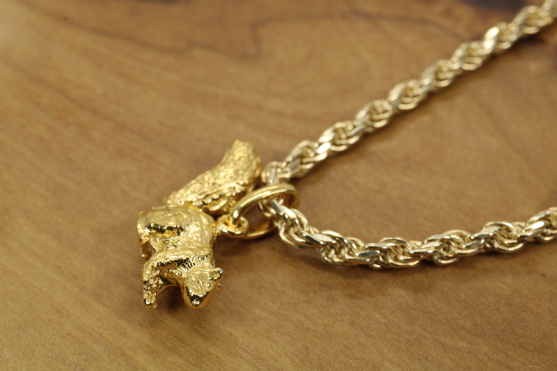 Gold Squirrel Necklace for him or her made in gold vermeil