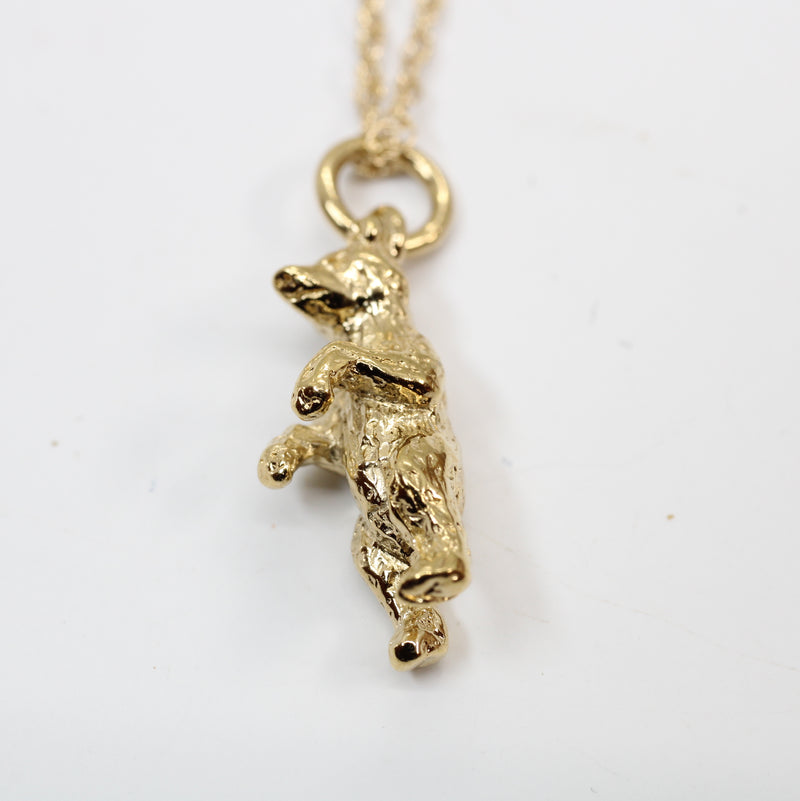 Gold Standing Bear Necklace or Charm made in 14kt gold vermeil