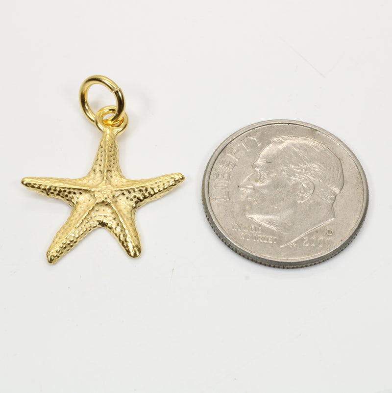 Gold Starfish Necklace or charm for her made in 14kt gold vermeil B style