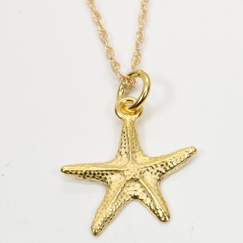Gold Starfish Necklace or charm for her made in 14kt gold vermeil B style