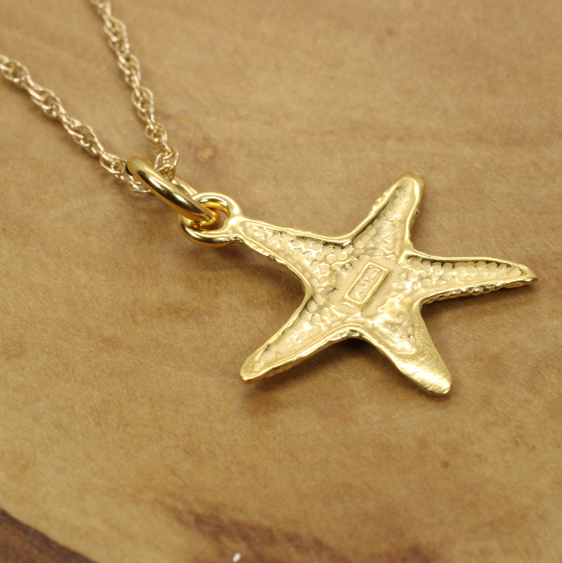 Gold Starfish Necklace or charm for her made in 14kt gold vermeil B style