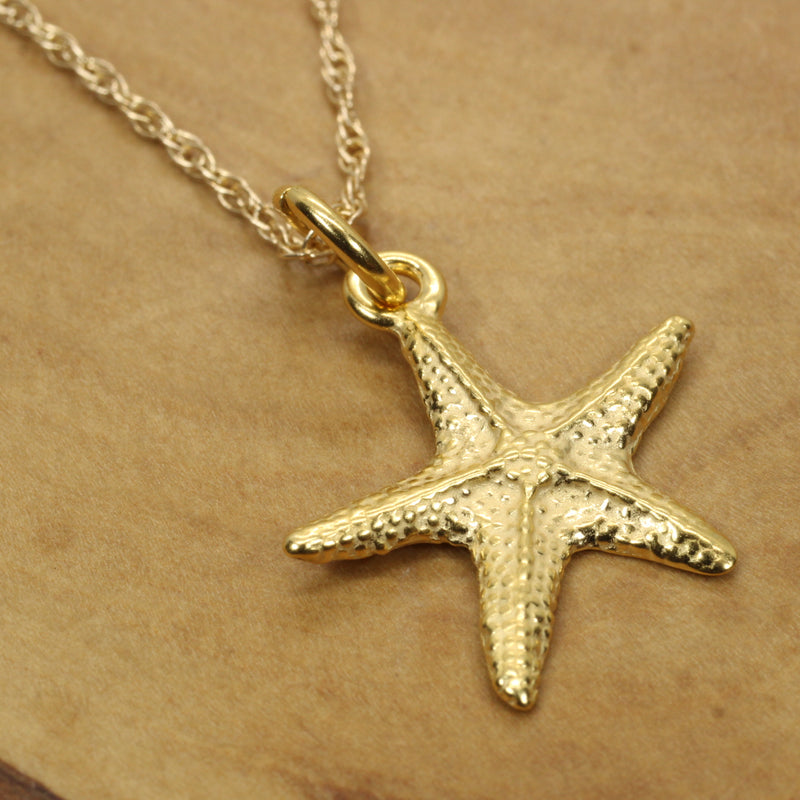Gold Starfish Necklace or charm for her made in 14kt gold vermeil B style