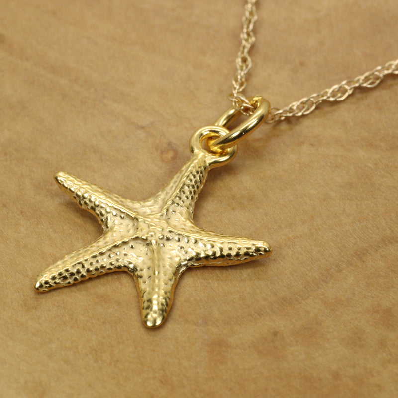 Gold Starfish Necklace or charm for her made in 14kt gold vermeil B style