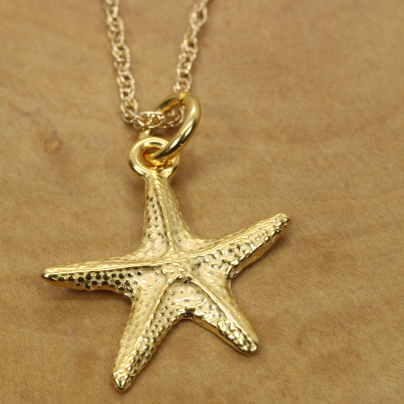 Gold Starfish Necklace or charm for her made in 14kt gold vermeil B style