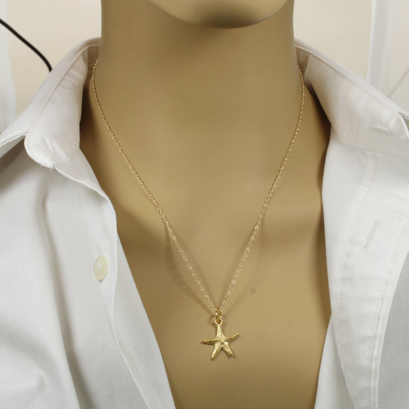 Gold Starfish Necklace or charm for her made in 14kt gold vermeil B style