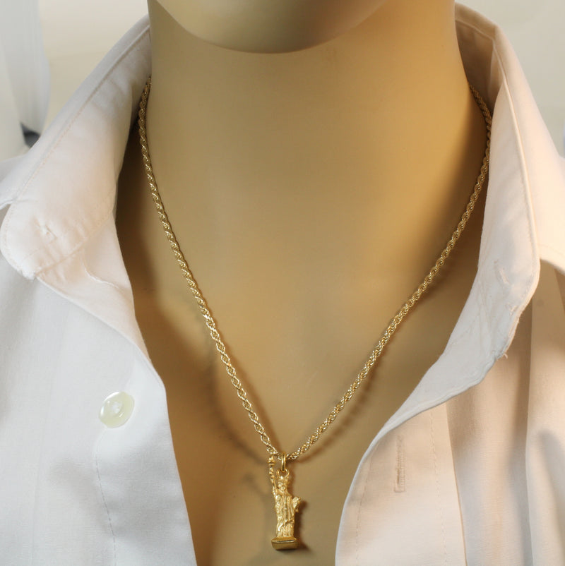Gold Statue of Liberty Necklace for him or her made in 14kt gold vermeil