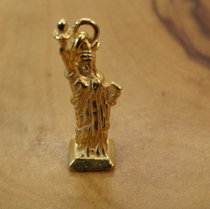 Gold Statue of Liberty Necklace for him or her made in 14kt gold vermeil