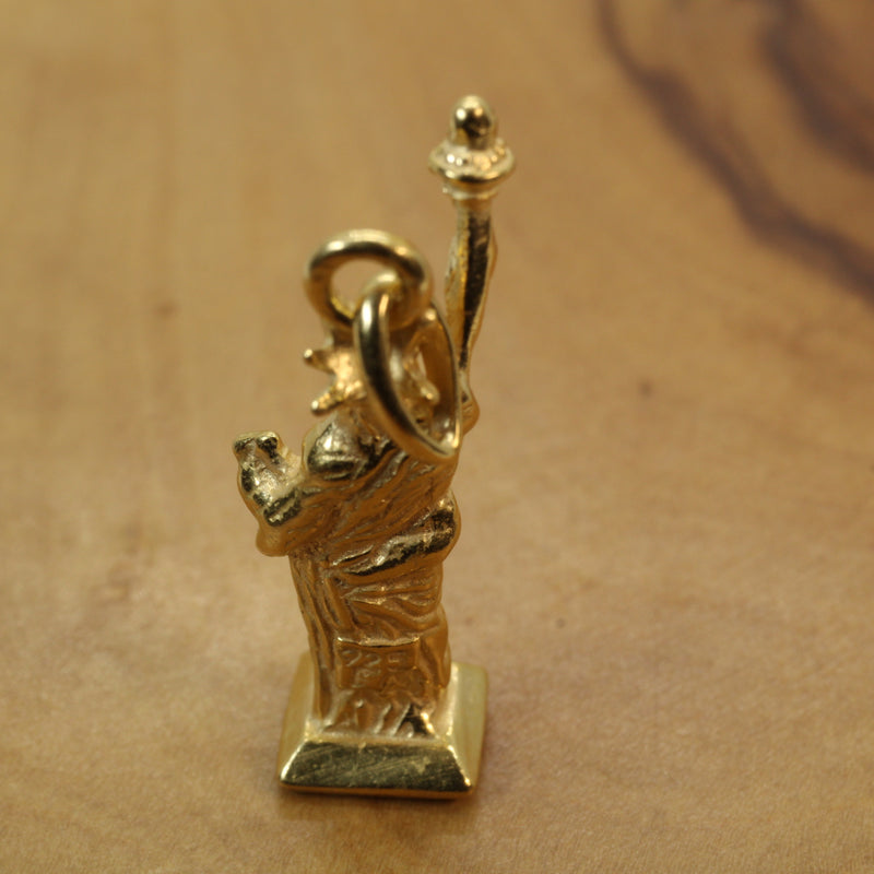 Gold Statue of Liberty Necklace for him or her made in 14kt gold vermeil