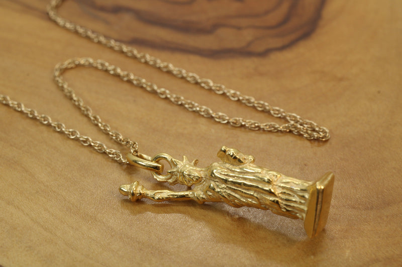 Gold Statue of Liberty Necklace for him or her made in 14kt gold vermeil