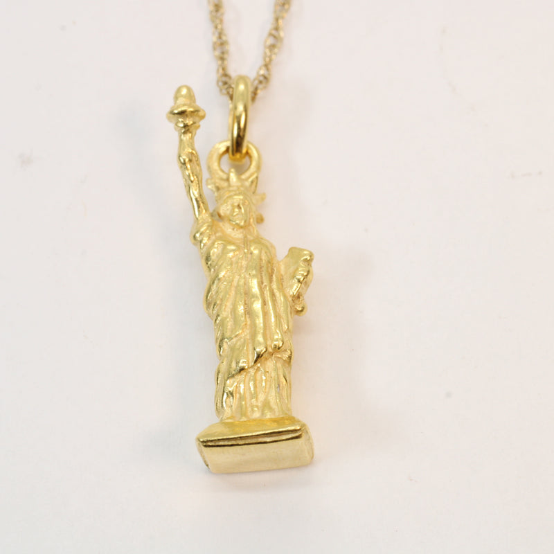 Gold Statue of Liberty Necklace for him or her made in 14kt gold vermeil