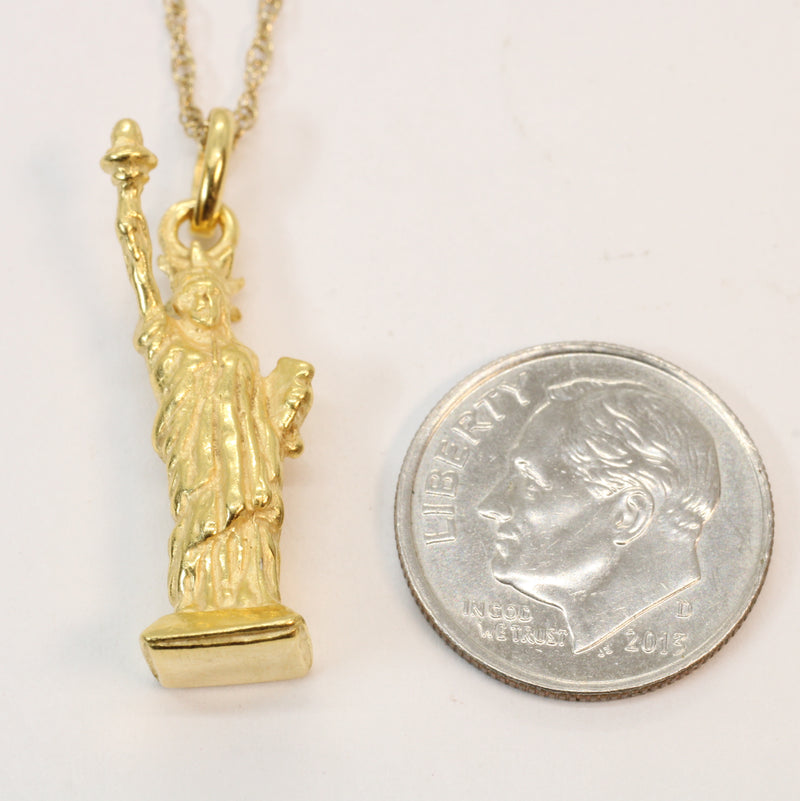 Gold Statue of Liberty Necklace for him or her made in 14kt gold vermeil
