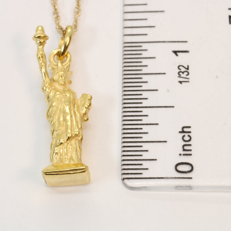 Gold Statue of Liberty Necklace for him or her made in 14kt gold vermeil