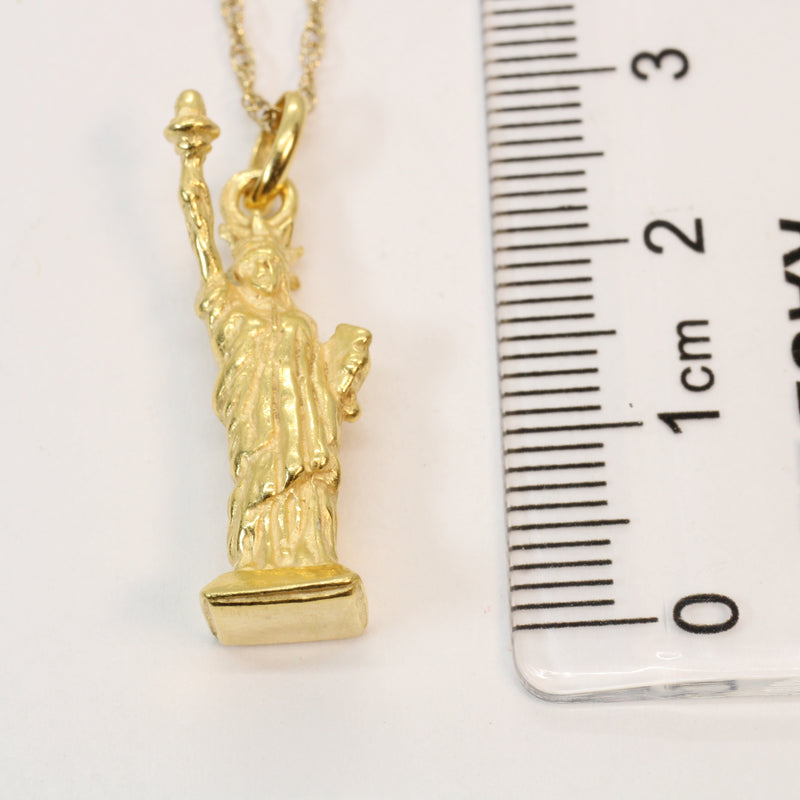 Gold Statue of Liberty Necklace for him or her made in 14kt gold vermeil