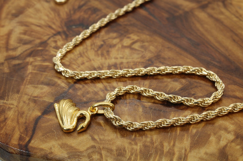 Gold Elegant Swan Necklace in 14kt Gold Vermeil for him or her