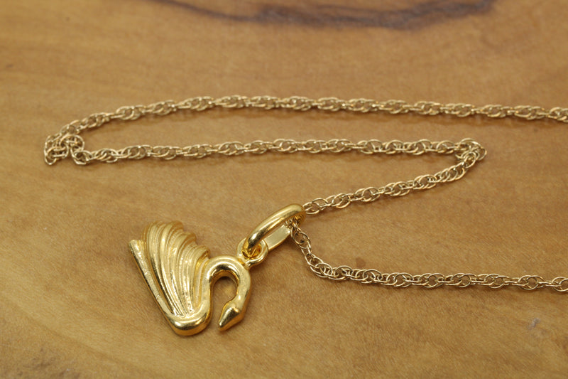 Gold Elegant Swan Necklace in 14kt Gold Vermeil for him or her